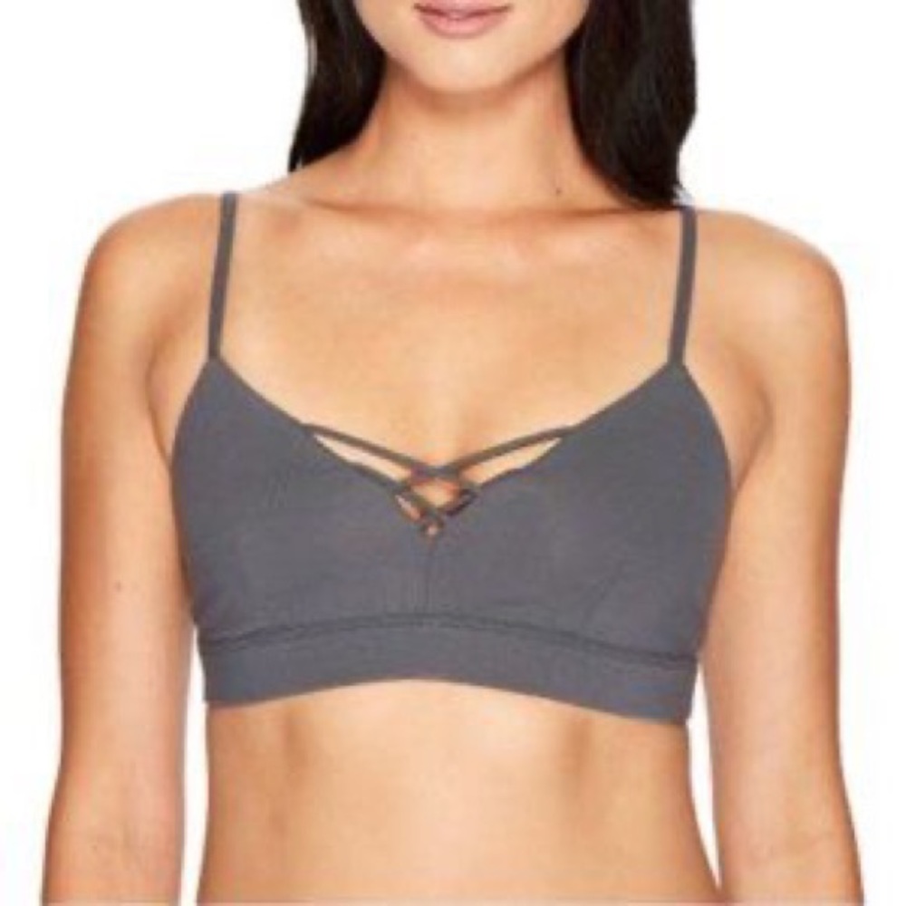 NWT Alo Yoga Interlace Sports Bra Anthracite Charcoal Grey M